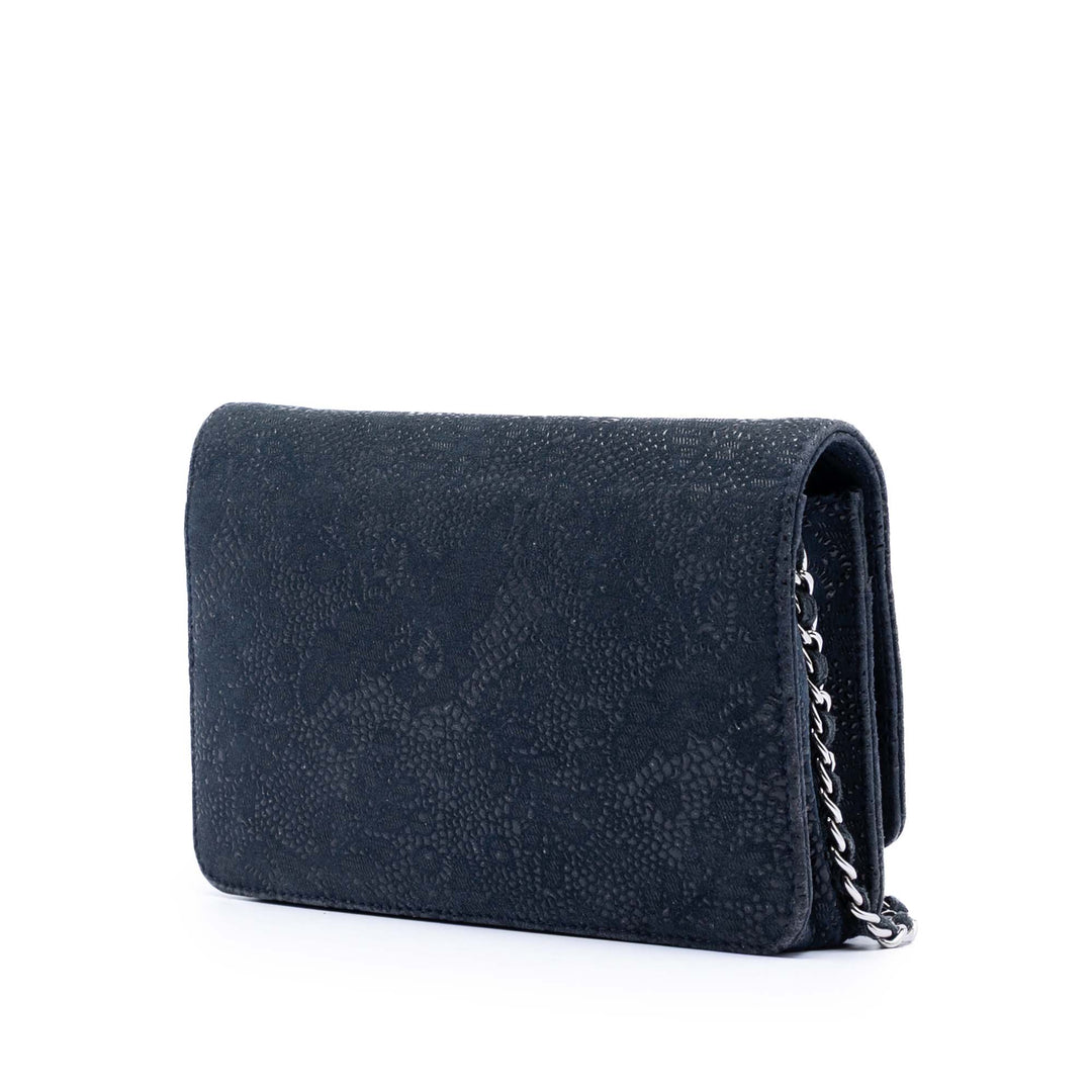 Chanel CC Lace Overlay Cuir de chèvre Wallet on Chain