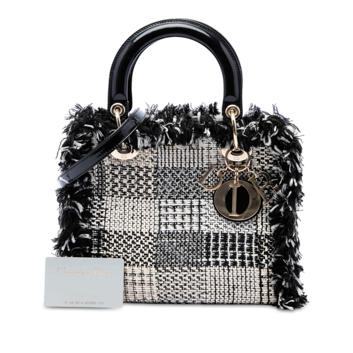 Dior Sac à main Fringe Lady Dior Tweed Moyen Noir – vue 7 – GABY PARIS