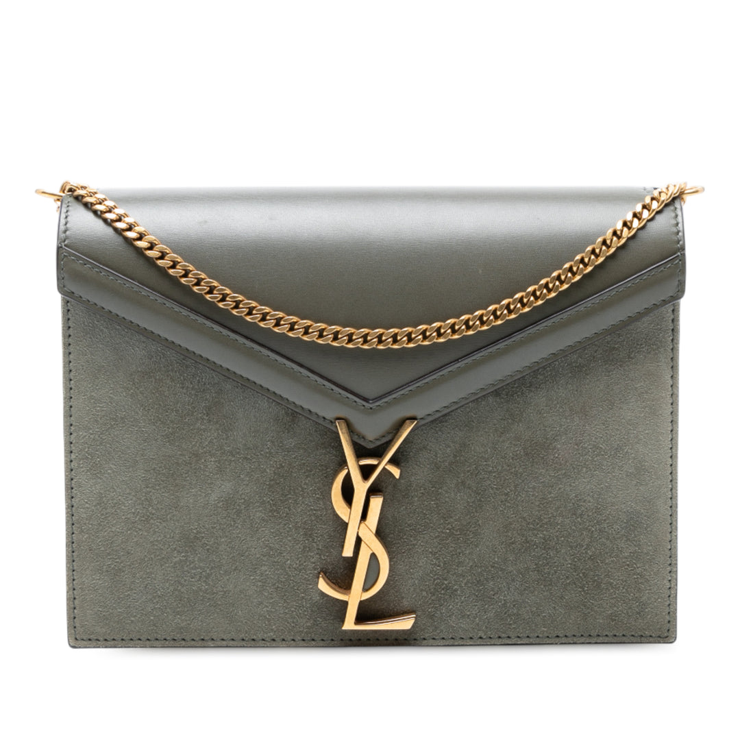 Saint Laurent Daim and Cuir de veau Monogram Cassandra Clasp Bag Gris – GABY PARIS Authentique