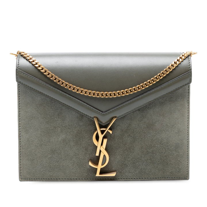 Saint Laurent Daim and Cuir de veau Monogram Cassandra Clasp Bag Gris – GABY PARIS Authentique