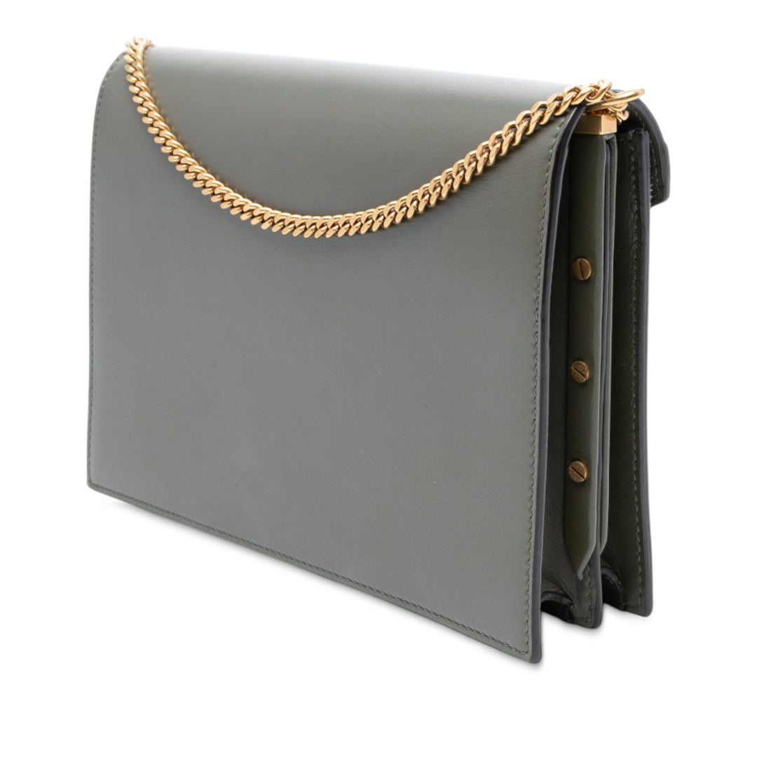 Saint Laurent Daim and Cuir de veau Monogram Cassandra Clasp Bag Gris – GABY PARIS Authentique