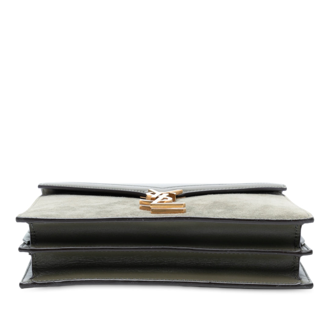 Saint Laurent Daim and Cuir de veau Monogram Cassandra Clasp Bag Gris – GABY PARIS Authentique