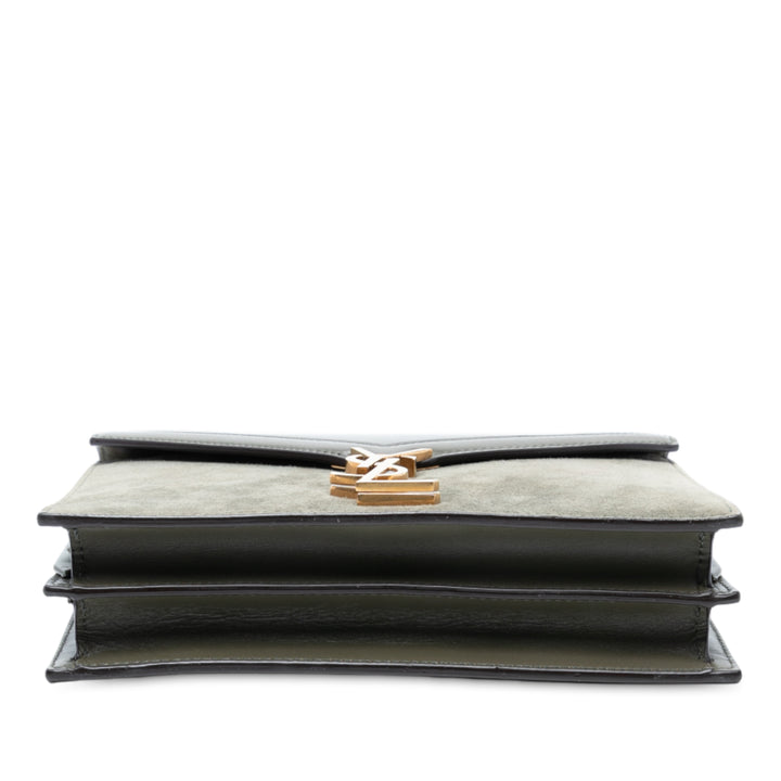 Saint Laurent Daim and Cuir de veau Monogram Cassandra Clasp Bag Gris – GABY PARIS Authentique