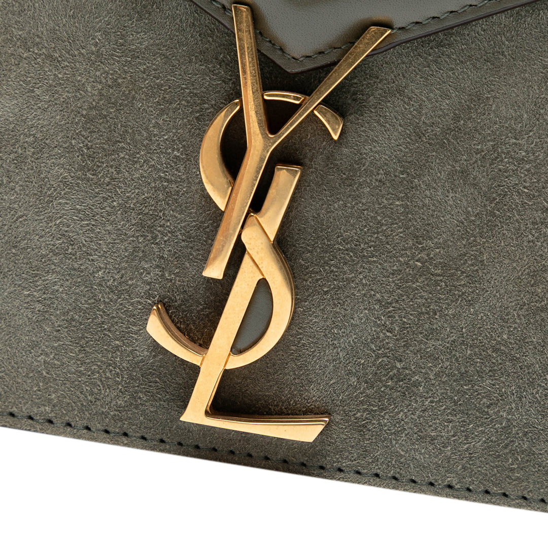 Saint Laurent Daim and Cuir de veau Monogram Cassandra Clasp Bag Gris – GABY PARIS Authentique