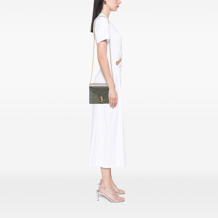 Saint Laurent Daim and Cuir de veau Monogram Cassandra Clasp Bag Gris – GABY PARIS Authentique