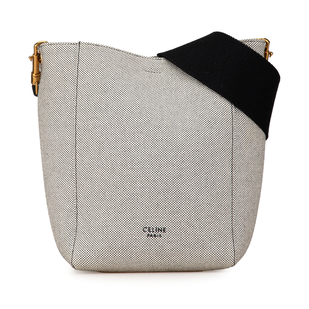 Small Canvas Seau Sangle Bag White - Gaby Paris