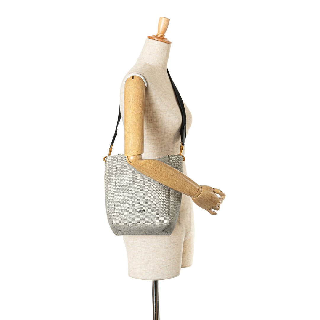 Small Canvas Seau Sangle Bag White - Gaby Paris