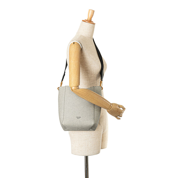 Small Canvas Seau Sangle Bag White - Gaby Paris