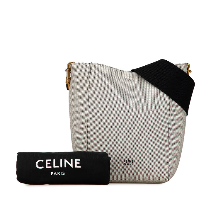 Small Canvas Seau Sangle Bag White - Gaby Paris