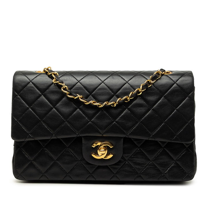 Classic Double rabat Moyen Cuir d'agneau Noir