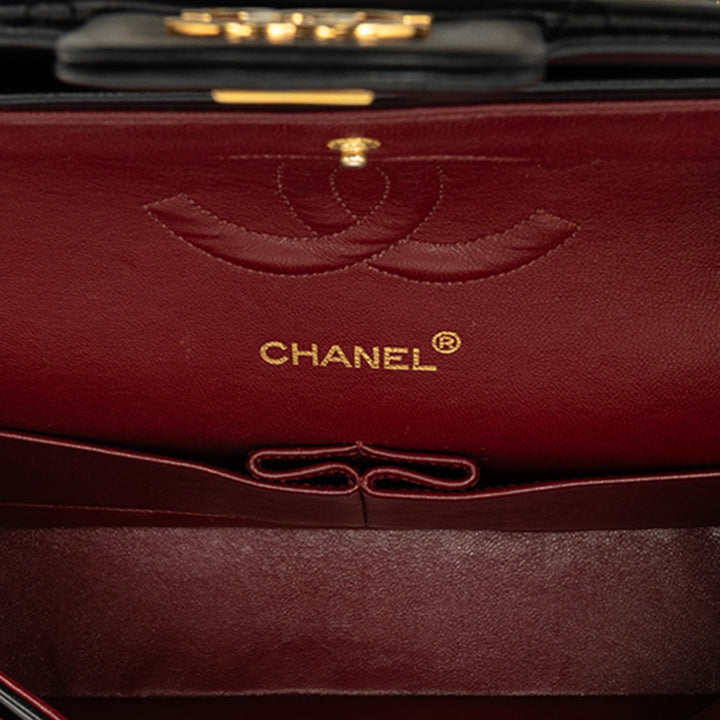 Classic Double rabat Moyen Cuir d'agneau Noir