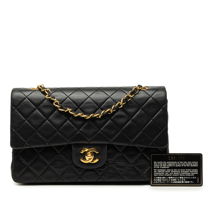 Classic Double rabat Moyen Cuir d'agneau Noir