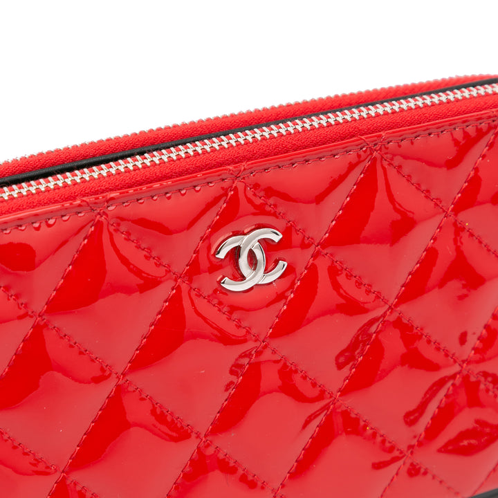 Bicolor Patent Double Zip Wallet on Chain Red - Gaby Paris