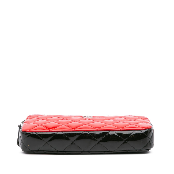 Bicolor Patent Double Zip Wallet on Chain Red - Gaby Paris