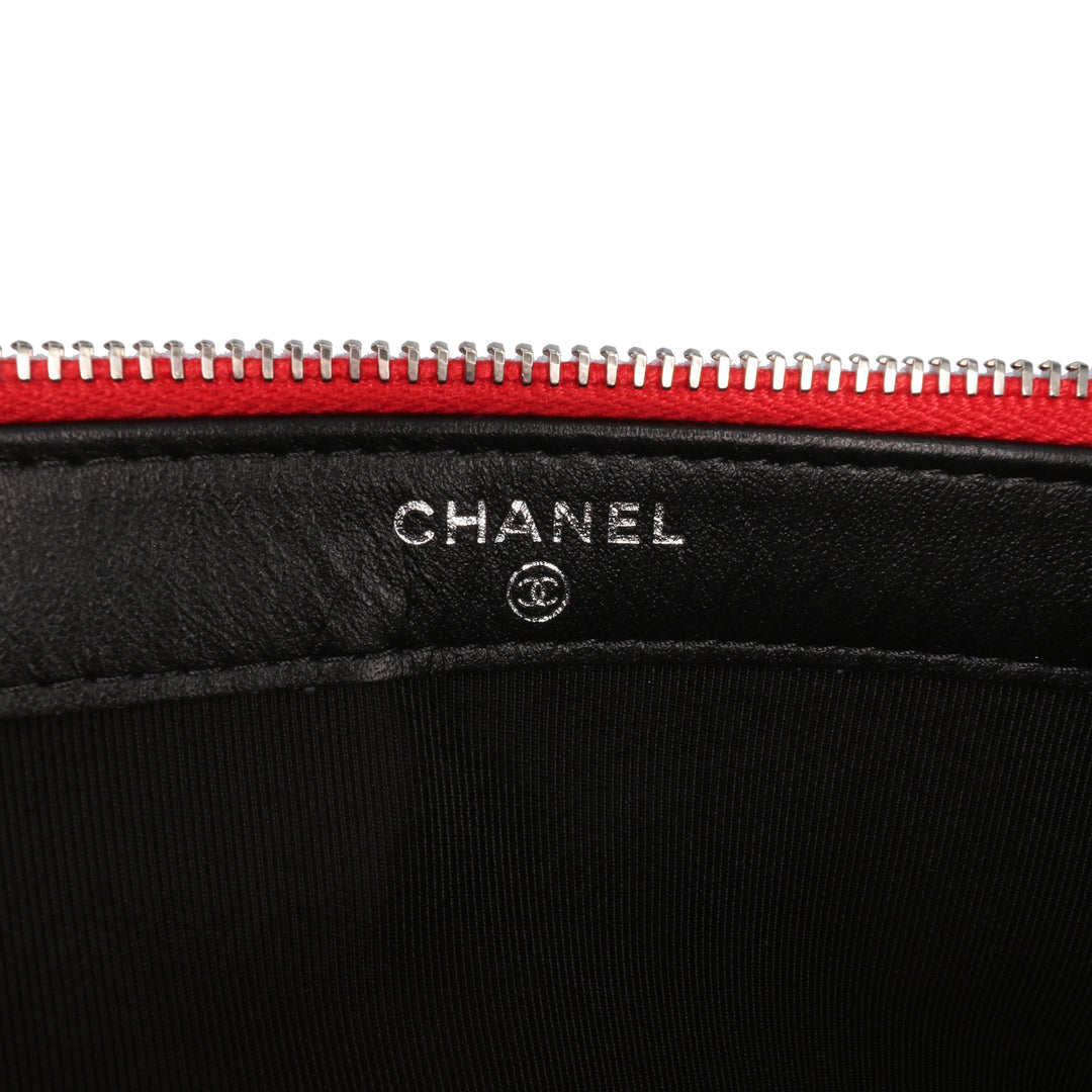 Bicolor Patent Double Zip Wallet on Chain Red - Gaby Paris
