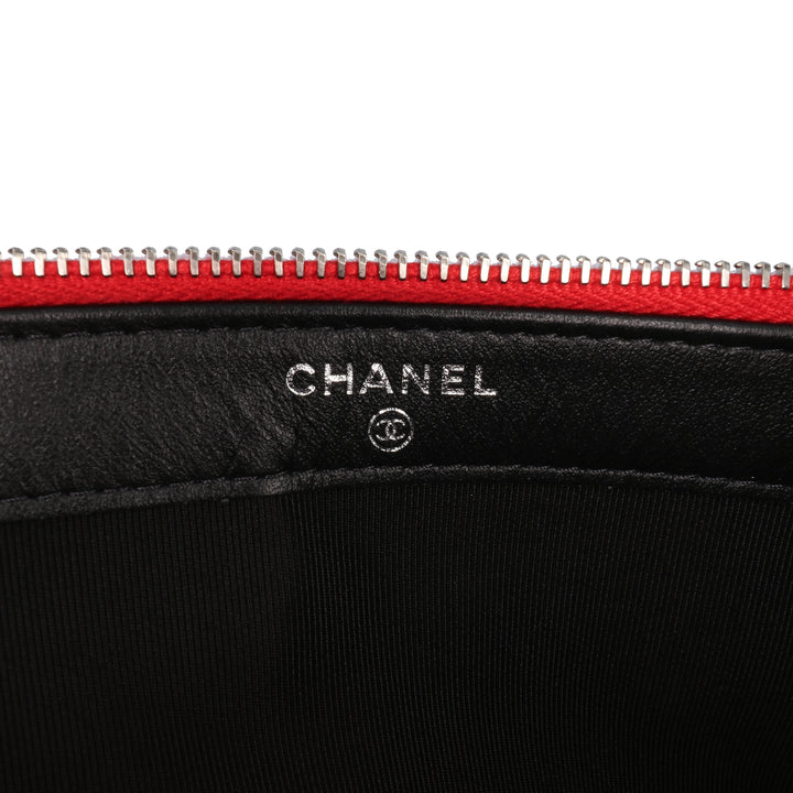 Bicolor Patent Double Zip Wallet on Chain Red - Gaby Paris