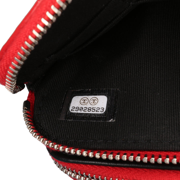 Bicolor Patent Double Zip Wallet on Chain Red - Gaby Paris