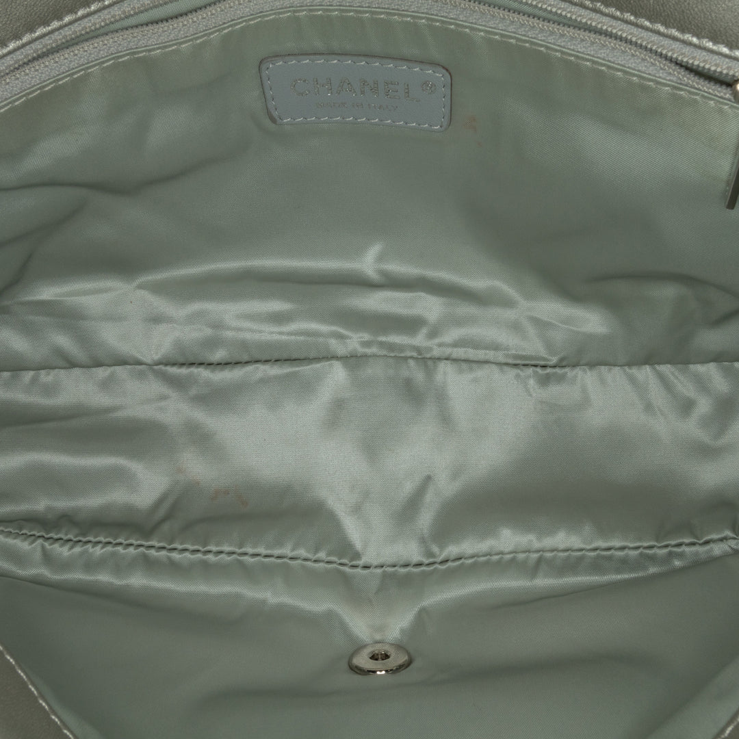 Large Quilted Lurex Ground Control Pluto Glitter Flap Silver - Gaby Paris