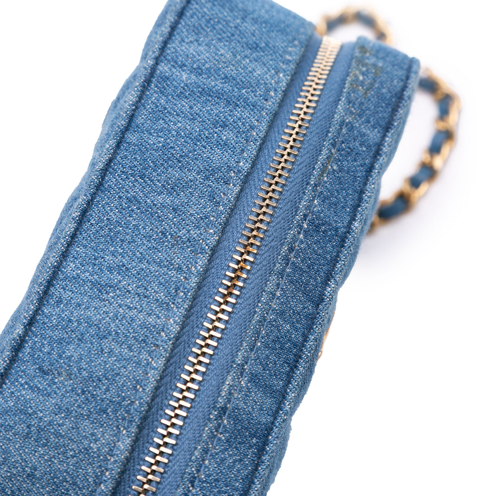 Quilted Denim Pearl Crush Camera Bag Blue - Gaby Paris