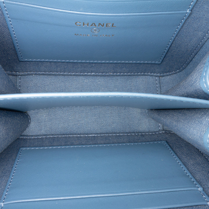 Quilted Denim Pearl Crush Camera Bag Blue - Gaby Paris