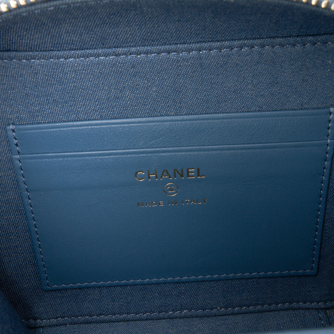 Quilted Denim Pearl Crush Camera Bag Blue - Gaby Paris