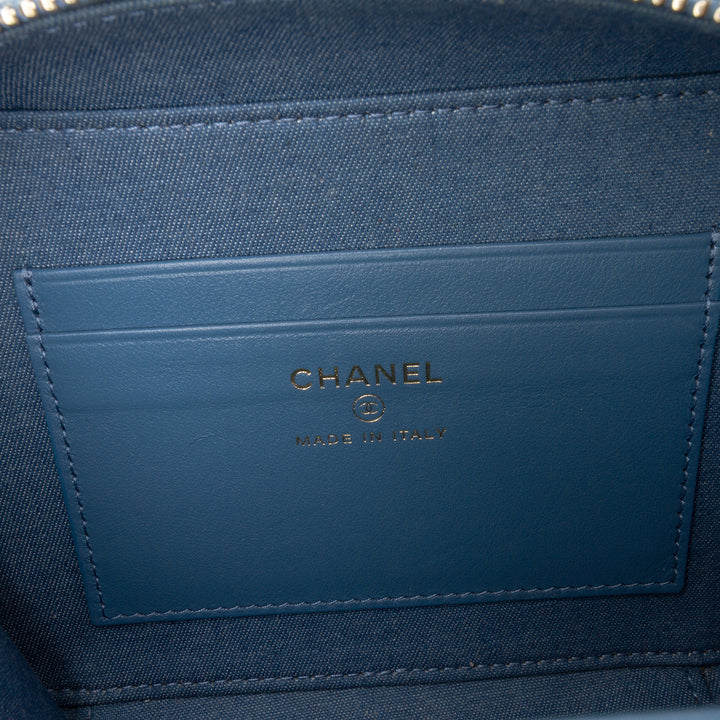 Quilted Denim Pearl Crush Camera Bag Blue - Gaby Paris