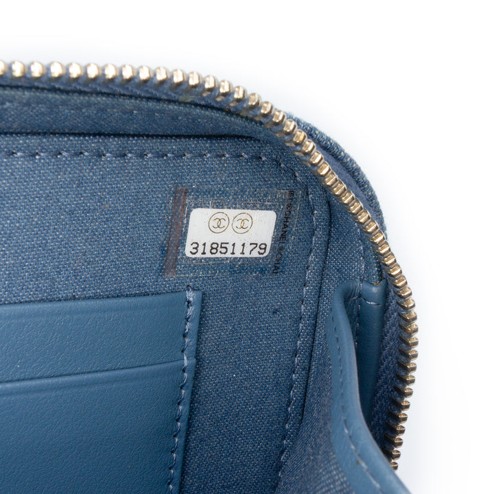 Quilted Denim Pearl Crush Camera Bag Blue - Gaby Paris
