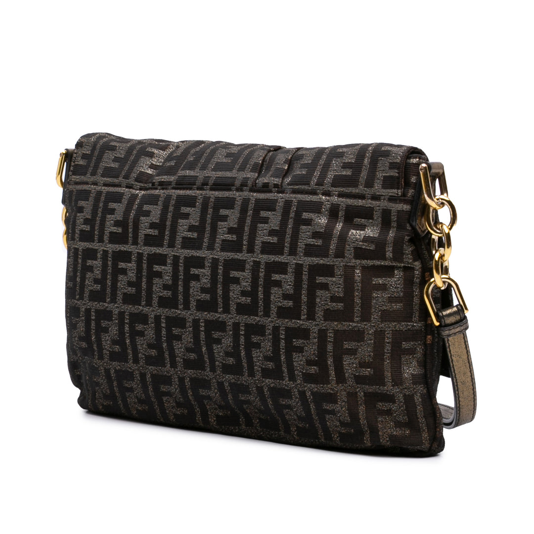 Fendi Large Zucca Toile Glitter Mia à rabat Sac bandoulière
