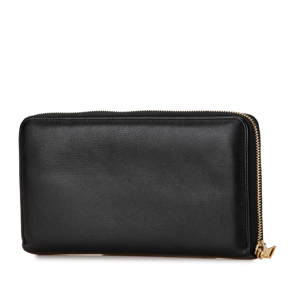 Leather Belle De Jour Zip Around Wallet Black - Gaby Paris