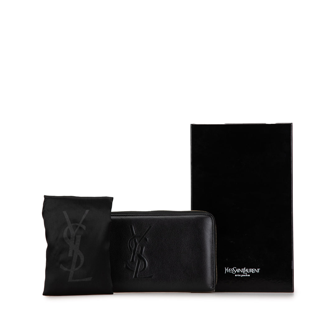 Leather Belle De Jour Zip Around Wallet Black - Gaby Paris