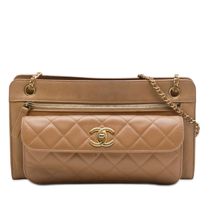 Chanel CC Matelassé Poche avant Sac Cuir d'agneau