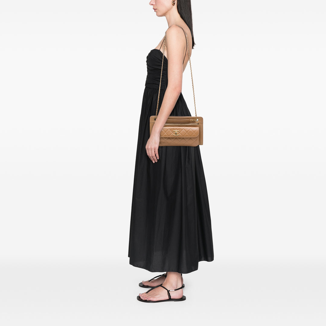 Chanel CC Matelassé Poche avant Sac Cuir d'agneau