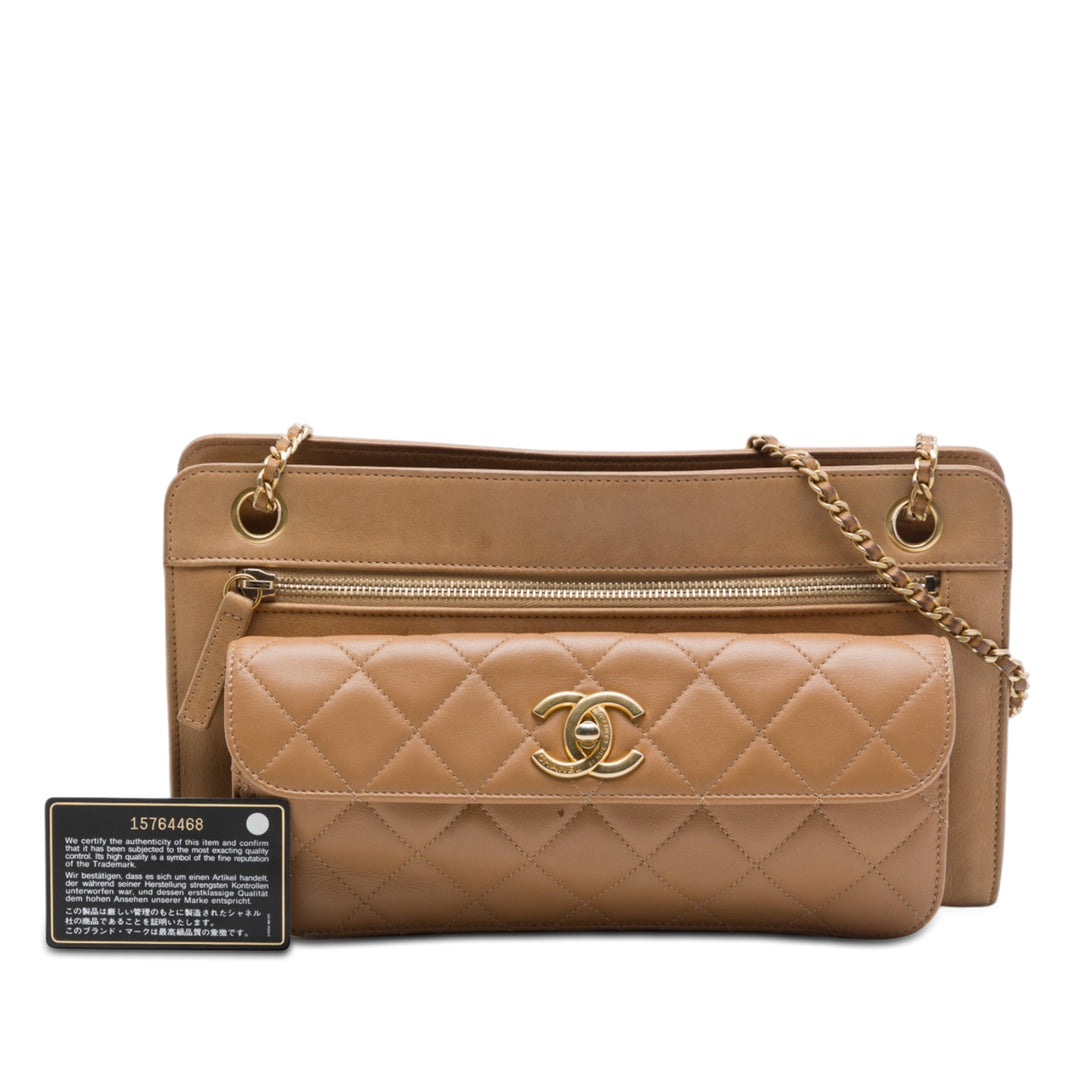 Chanel CC Matelassé Poche avant Sac Cuir d'agneau
