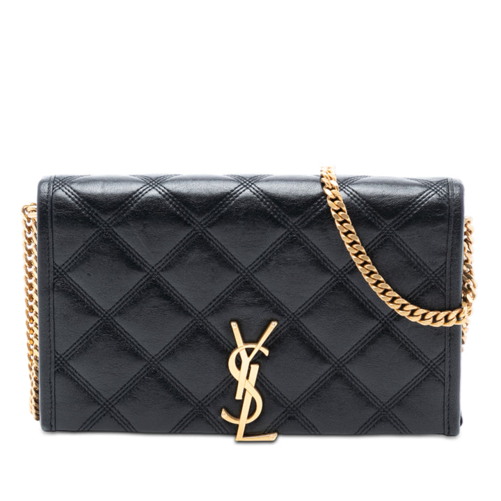 Saint Laurent Matelassé Diamond Cuir d’agneau Becky Wallet on Chain