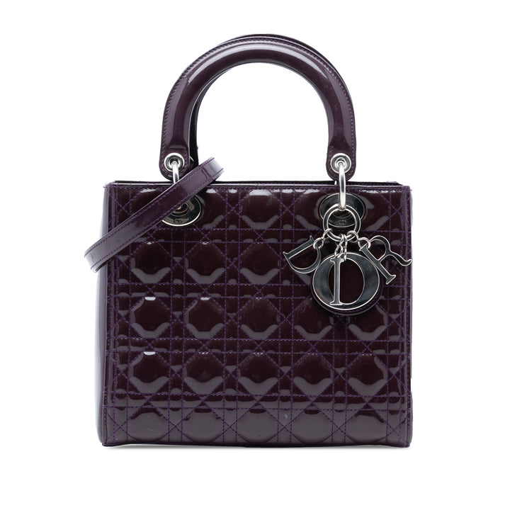 Dior Medium Cuir verni Cannage Lady Dior