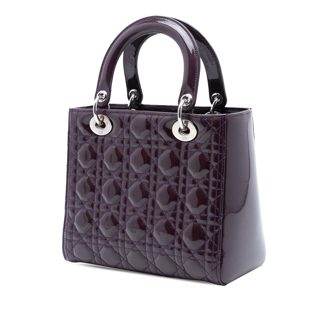 Dior Medium Cuir verni Cannage Lady Dior