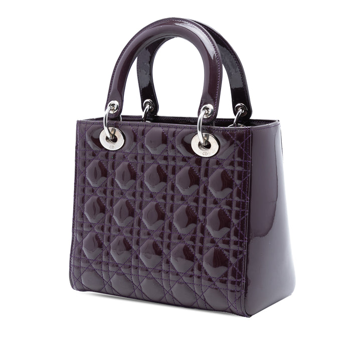 Dior Medium Cuir verni Cannage Lady Dior