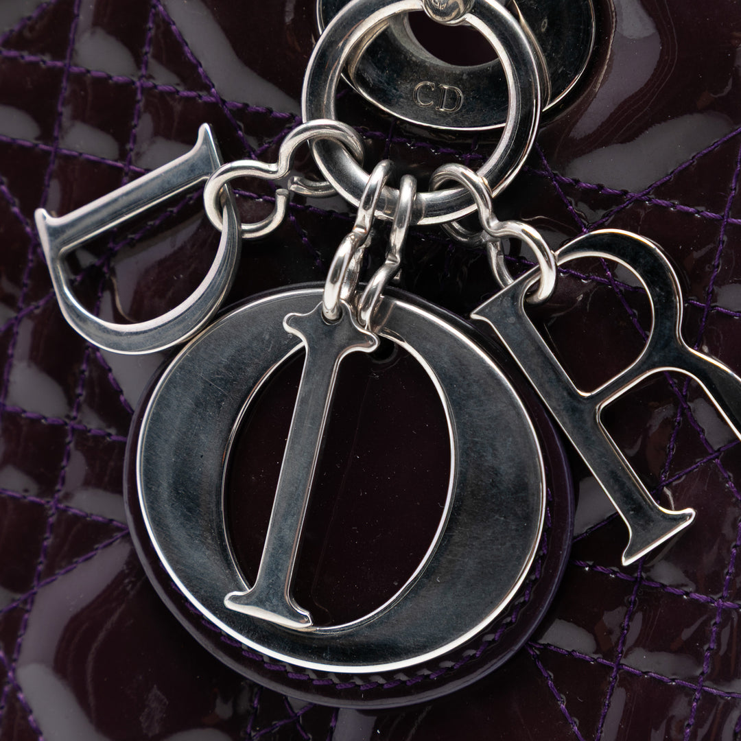 Dior Medium Cuir verni Cannage Lady Dior