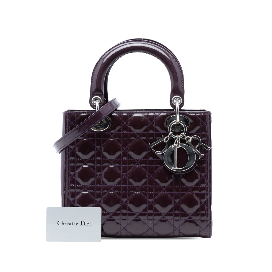 Dior Medium Cuir verni Cannage Lady Dior