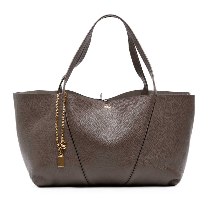 grainé Spin East West Cabas Cuir de veau grainé Gris