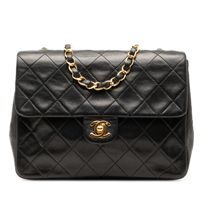 Chanel Mini Square Cuir d’agneau Straight Simple rabat