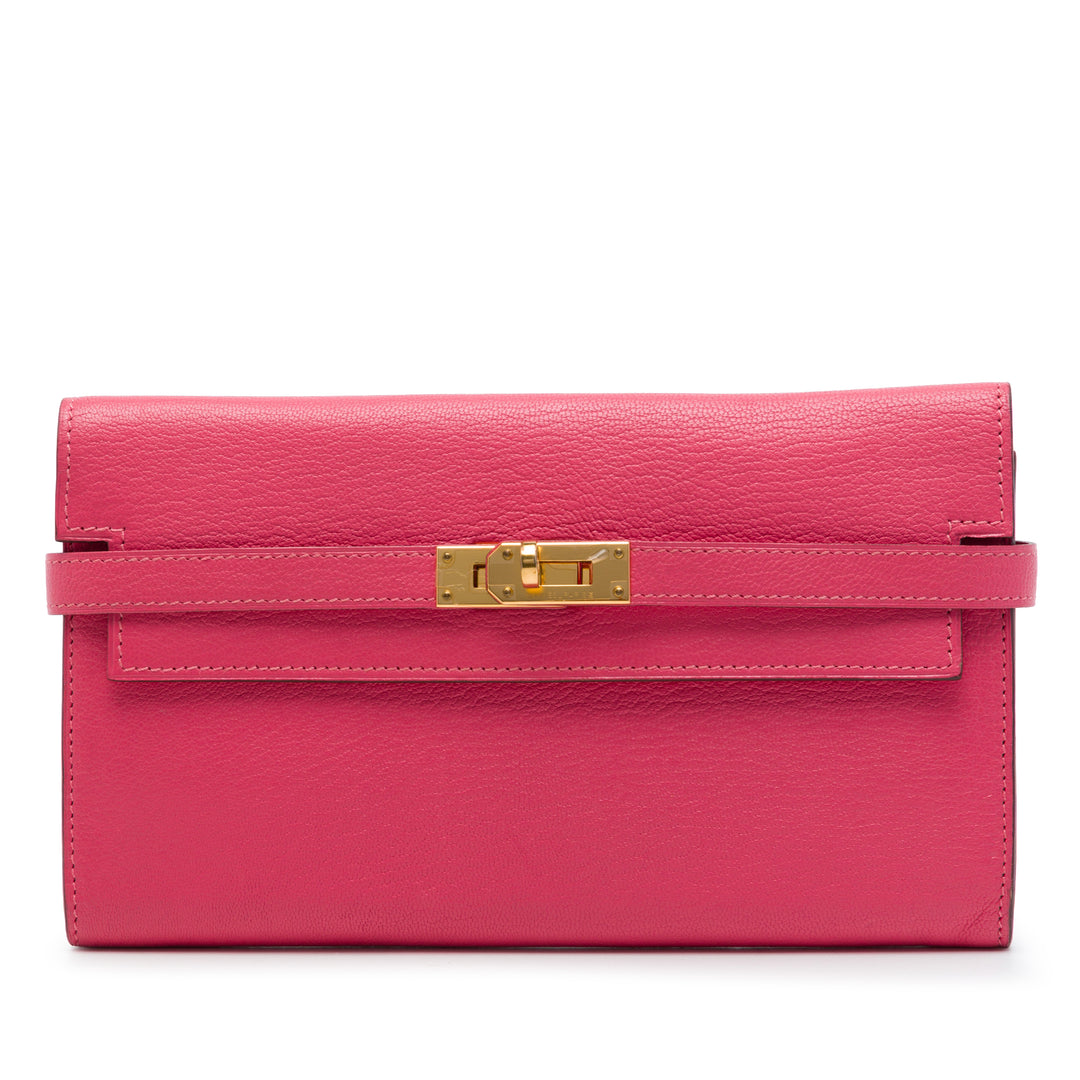Hermès Chevre Mysore Kelly Longue Portefeuille Rose