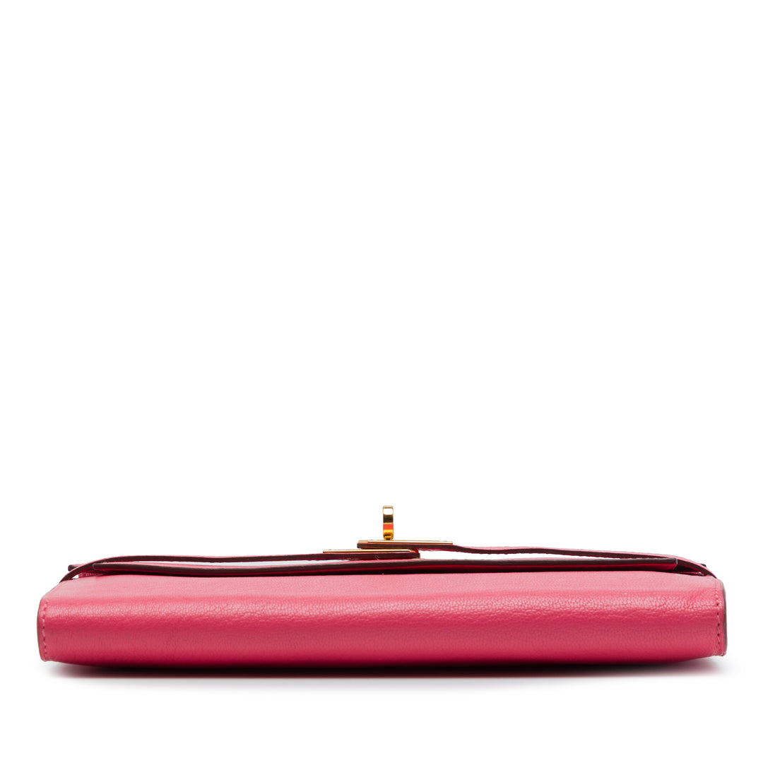 Hermès Chevre Mysore Kelly Longue Portefeuille Rose