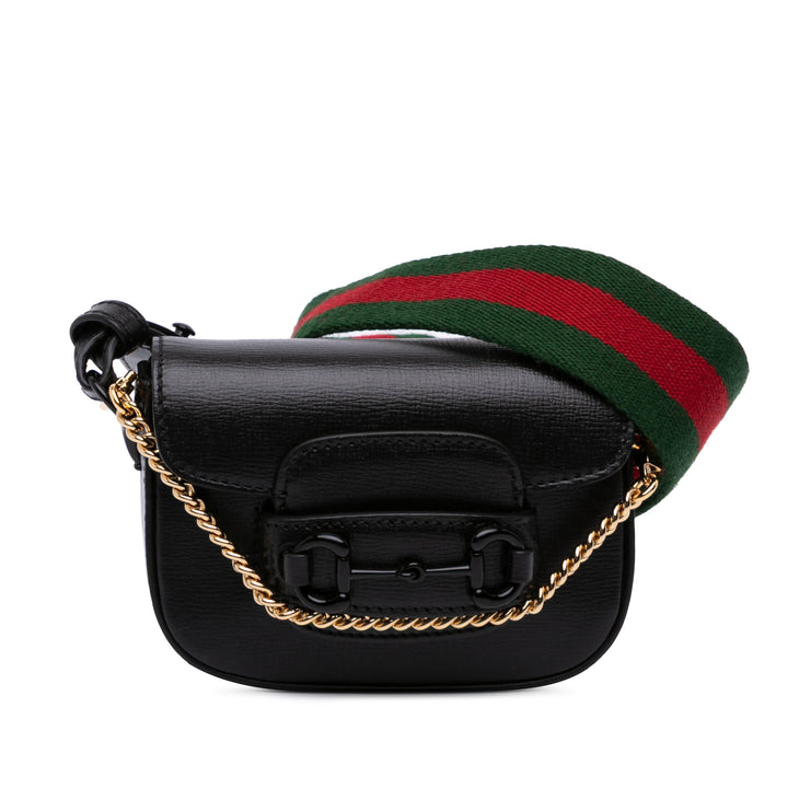Gucci Mini Cuir Horsebit 1955 Web Sac cartable