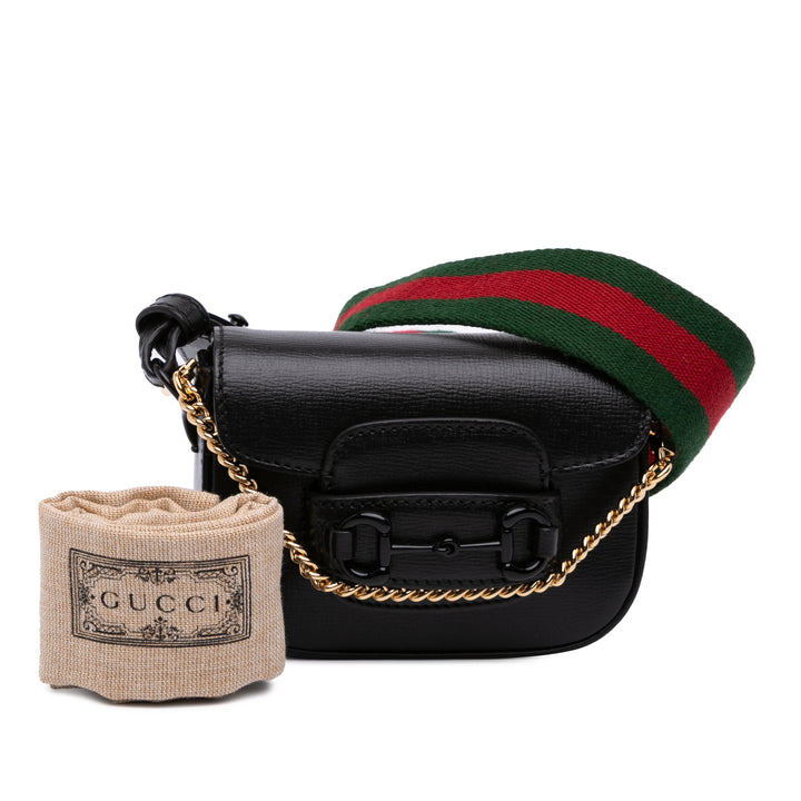 Gucci Mini Cuir Horsebit 1955 Web Sac cartable