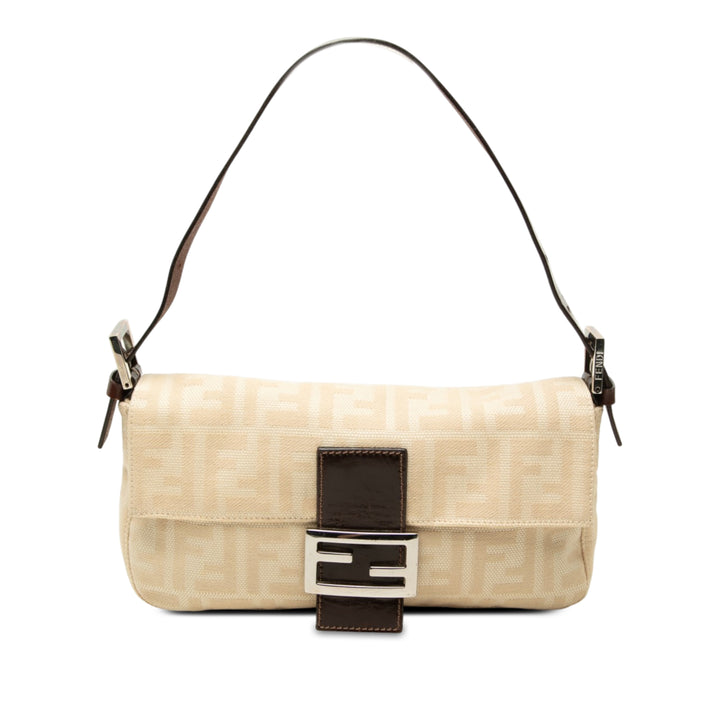Fendi Sac porté épaule Zucca Baguette Beige – vue principale – GABY PARIS