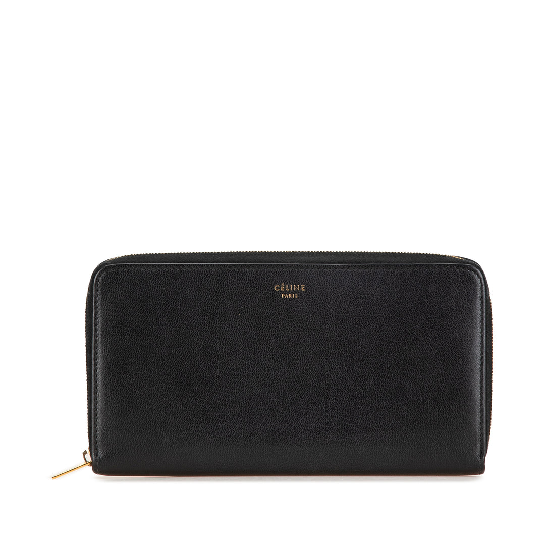 Leather Zip Around Wallet Black - Gaby Paris