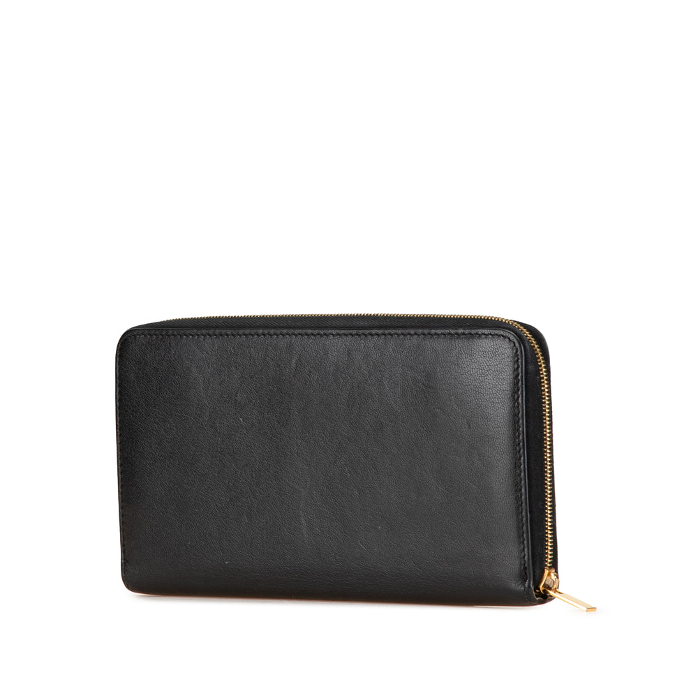 Leather Zip Around Wallet Black - Gaby Paris