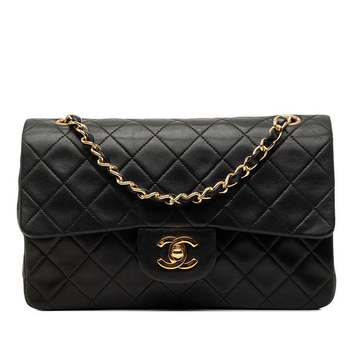 Classic Double rabat Petit Cuir d'agneau Noir
