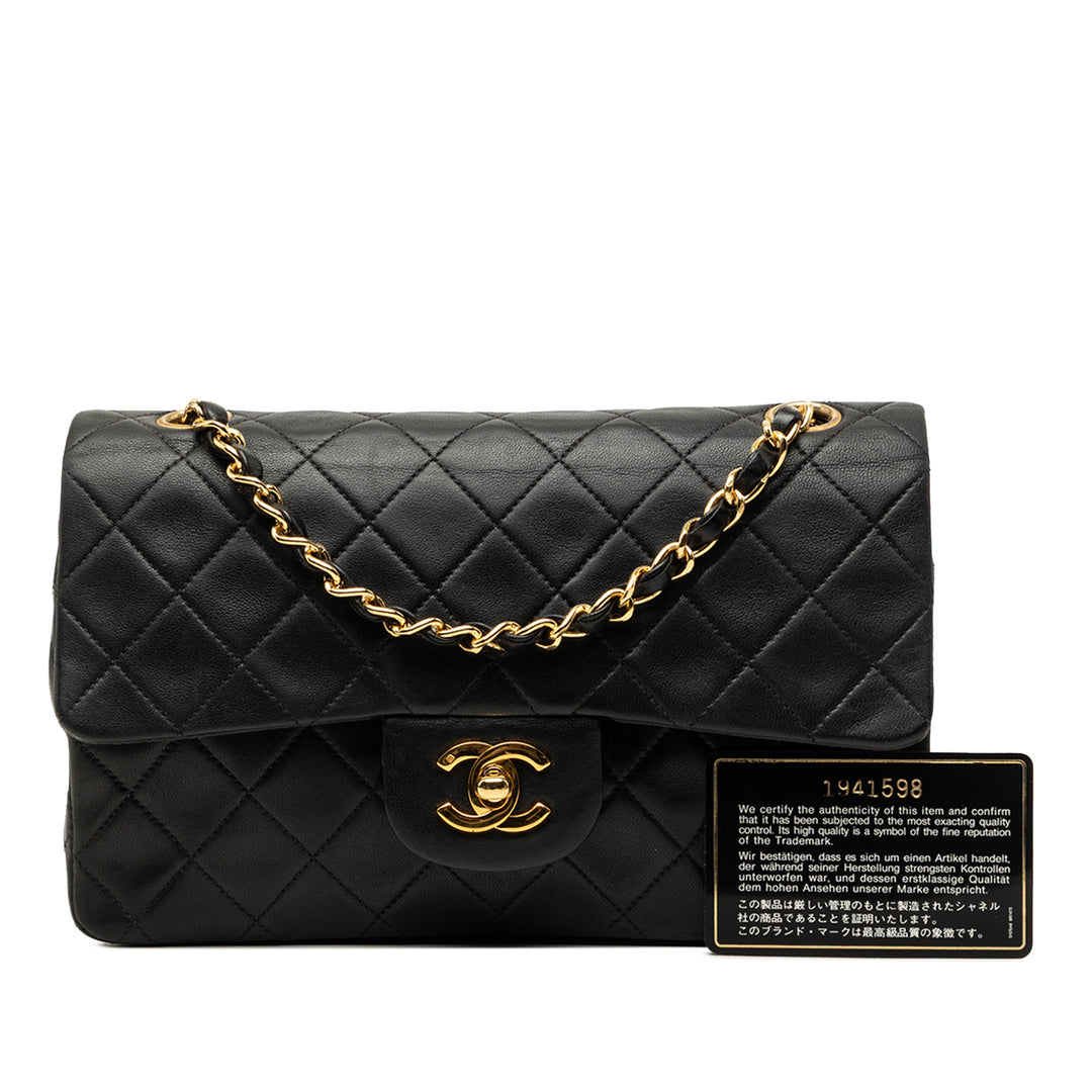 Classic Double rabat Petit Cuir d'agneau Noir